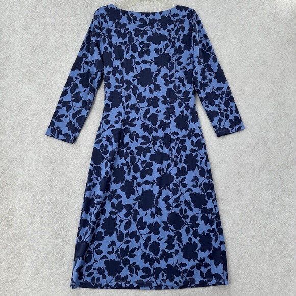 Talbots Faux Wrap Dress Womens XS Knit Jersey Blue Floral Surplice Career - Picture 2 of 11